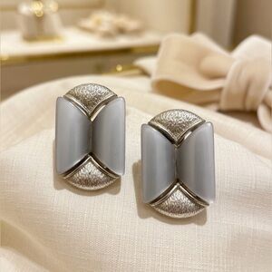 Vintage Signed CORO Silver Tone Stud Clip on Earrings Cocktail Fashion